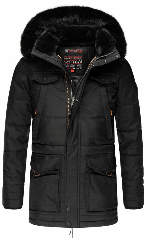 Navahoo Luaan Herren Winterjacke Parka mit Kapuze B849 Schwarz-Gr.S