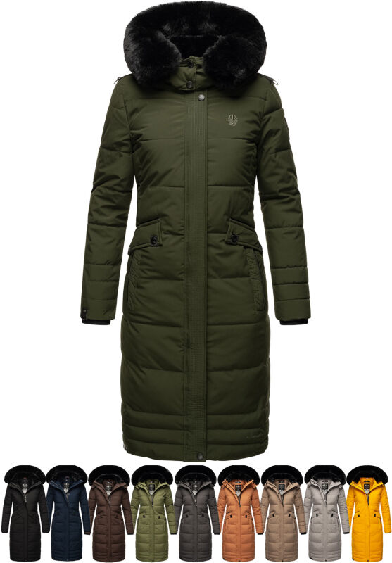Navahoo Fahmiyaa Damen lange Winterjacke Mantel gesteppt B850