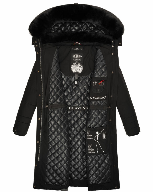 Navahoo Fahmiyaa Damen lange Winterjacke Mantel gesteppt B850 Schwarz,  129,90 €