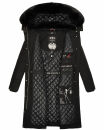 Navahoo Fahmiyaa Damen lange Winterjacke Mantel gesteppt B850 Schwarz-Gr.S