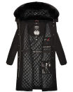 Navahoo Fahmiyaa Damen lange Winterjacke Mantel gesteppt B850 Schwarz-Gr.M