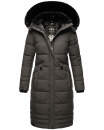 Navahoo Fahmiyaa Damen lange Winterjacke Mantel gesteppt B850 Anthrazit-Gr.XS