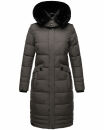 Navahoo Fahmiyaa Damen lange Winterjacke Mantel gesteppt B850 Anthrazit-Gr.XS