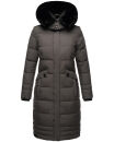 Navahoo Fahmiyaa Damen lange Winterjacke Mantel gesteppt B850 Anthrazit-Gr.S