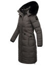 Navahoo Fahmiyaa Damen lange Winterjacke Mantel gesteppt B850 Anthrazit-Gr.S