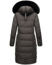 Navahoo Fahmiyaa Damen lange Winterjacke Mantel gesteppt B850 Anthrazit-Gr.S