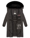 Navahoo Fahmiyaa Damen lange Winterjacke Mantel gesteppt B850 Anthrazit-Gr.S