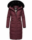 Navahoo Fahmiyaa Damen lange Winterjacke Mantel gesteppt B850 Weinrot-Gr.XS