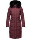Navahoo Fahmiyaa Damen lange Winterjacke Mantel gesteppt B850 Weinrot-Gr.XS