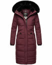 Navahoo Fahmiyaa Damen lange Winterjacke Mantel gesteppt B850 Weinrot-Gr.S