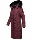 Navahoo Fahmiyaa Damen lange Winterjacke Mantel gesteppt B850 Weinrot-Gr.S