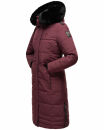 Navahoo Fahmiyaa Damen lange Winterjacke Mantel gesteppt B850 Weinrot-Gr.S