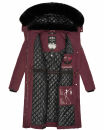 Navahoo Fahmiyaa Damen lange Winterjacke Mantel gesteppt B850 Weinrot-Gr.S