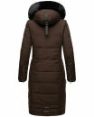 Navahoo Fahmiyaa Damen lange Winterjacke Mantel gesteppt B850 Schoko-Gr.XS