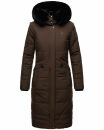 Navahoo Fahmiyaa Damen lange Winterjacke Mantel gesteppt B850 Schoko-Gr.L