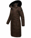 Navahoo Fahmiyaa Damen lange Winterjacke Mantel gesteppt B850 Schoko-Gr.L