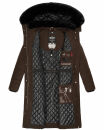 Navahoo Fahmiyaa Damen lange Winterjacke Mantel gesteppt B850 Schoko-Gr.L