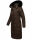 Navahoo Fahmiyaa Damen lange Winterjacke Mantel gesteppt B850 Schoko-Gr.L