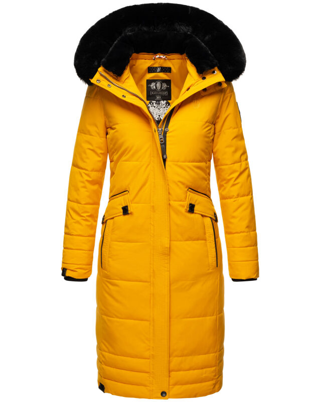 Navahoo Fahmiyaa Damen lange Winterjacke Mantel gesteppt B850 Gelb-Gr.L