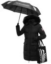 Navahoo Cosimaa Damen Winterjacke lang Kapuze Teddyfell inkl. Regenschirm B854 Schwarz-Gr.XL