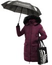 Navahoo Cosimaa Damen Winterjacke lang Kapuze Teddyfell inkl. Regenschirm B854 Weinrot-Gr.XS