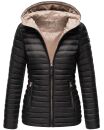 Marikoo Asraa Damen Steppjacke mit Kapuze gesteppt Übergangsjacke B857 Schwarz-Gr.XS