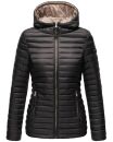 Marikoo Asraa Damen Steppjacke mit Kapuze gesteppt Übergangsjacke B857 Schwarz-Gr.XS