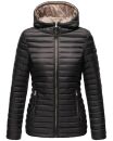 Marikoo Asraa Damen Steppjacke mit Kapuze gesteppt Übergangsjacke B857 Schwarz-Gr.M