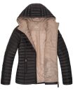 Marikoo Asraa Damen Steppjacke mit Kapuze gesteppt Übergangsjacke B857 Schwarz-Gr.L