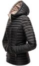 Marikoo Asraa Damen Steppjacke mit Kapuze gesteppt Übergangsjacke B857 Schwarz-Gr.L