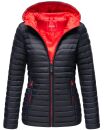 Marikoo Asraa Damen Steppjacke mit Kapuze gesteppt Übergangsjacke B857 Navy-Gr.XL