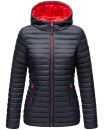 Marikoo Asraa Damen Steppjacke mit Kapuze gesteppt Übergangsjacke B857 Navy-Gr.XL