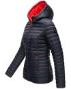 Marikoo Asraa Damen Steppjacke mit Kapuze gesteppt Übergangsjacke B857 Navy-Gr.XL