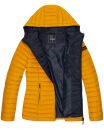 Marikoo Asraa Damen Steppjacke mit Kapuze gesteppt Übergangsjacke B857 Gelb-Gr.L