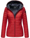 Marikoo Asraa Damen Steppjacke mit Kapuze gesteppt Übergangsjacke B857 Rot-Gr.S