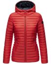 Marikoo Asraa Damen Steppjacke mit Kapuze gesteppt Übergangsjacke B857 Rot-Gr.L