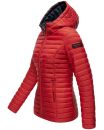 Marikoo Asraa Damen Steppjacke mit Kapuze gesteppt Übergangsjacke B857 Rot-Gr.L