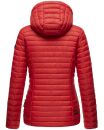 Marikoo Asraa Damen Steppjacke mit Kapuze gesteppt Übergangsjacke B857 Rot-Gr.L