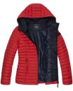 Marikoo Asraa Damen Steppjacke mit Kapuze gesteppt Übergangsjacke B857 Rot-Gr.L