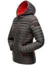 Marikoo Asraa Damen Steppjacke mit Kapuze gesteppt Übergangsjacke B857 Anthrazit-Gr.XS