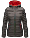 Marikoo Asraa Damen Steppjacke mit Kapuze gesteppt Übergangsjacke B857 Anthrazit-Gr.XXL