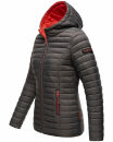 Marikoo Asraa Damen Steppjacke mit Kapuze gesteppt Übergangsjacke B857 Anthrazit-Gr.XXL