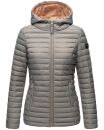 Marikoo Asraa Damen Steppjacke mit Kapuze gesteppt Übergangsjacke B857 Grau-Gr.XS