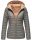 Marikoo Asraa Damen Steppjacke mit Kapuze gesteppt Übergangsjacke B857 Grau-Gr.XL