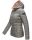 Marikoo Asraa Damen Steppjacke mit Kapuze gesteppt Übergangsjacke B857 Grau-Gr.XXL