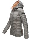 Marikoo Asraa Damen Steppjacke mit Kapuze gesteppt Übergangsjacke B857 Grau-Gr.XXXL