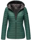 Marikoo Asraa Damen Steppjacke mit Kapuze gesteppt Übergangsjacke B857 Dunkelgrün-Gr.XS