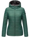 Marikoo Asraa Damen Steppjacke mit Kapuze gesteppt Übergangsjacke B857 Dunkelgrün-Gr.XS