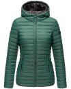 Marikoo Asraa Damen Steppjacke mit Kapuze gesteppt Übergangsjacke B857 Dunkelgrün-Gr.S