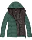 Marikoo Asraa Damen Steppjacke mit Kapuze gesteppt Übergangsjacke B857 Dunkelgrün-Gr.S